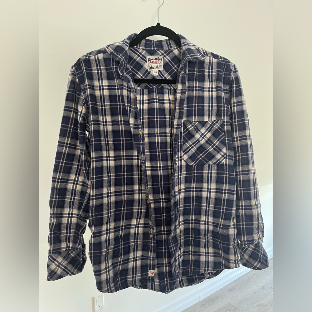 TNA XS plaid oversized flannel